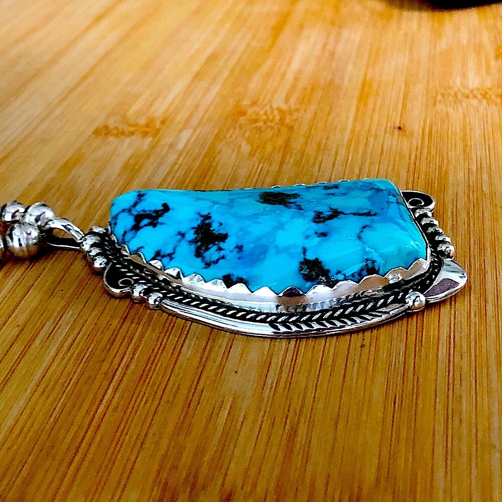 $725 Signed Designer Navajo Pendant & Necklace Marked D. SECATERO STERLING - Picture 9 of 12